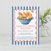Labor Day Shrimp Boil Invitation - Patriottisch Ze Kaart (Staand voorkant)
