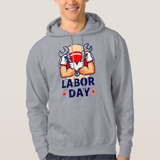 Labor Day Strong Worker Hands Illustration Hoodie (Voorkant)
