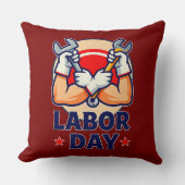 Labor Day Strong Worker Hands Illustration Kussen (Voorkant)
