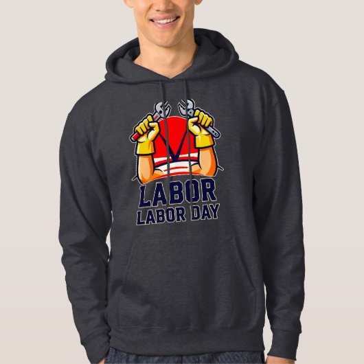 Labor Day Strong Worker Pride Illustration Hoodie (Voorkant)