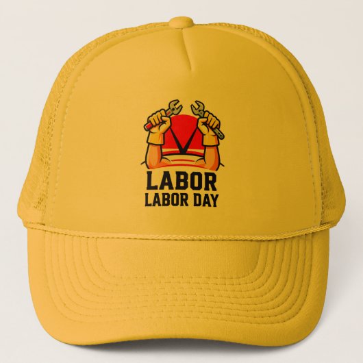 Labor Day Strong Worker Pride Illustration Trucker Pet (Voorkant)