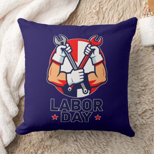 Labor Day Tools Crossed Worker Design Kussen (Deken)