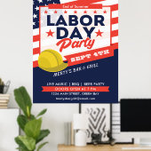 Labor Day USA-vlag harde hoed feest evenement Poster (Thuiskantoor)