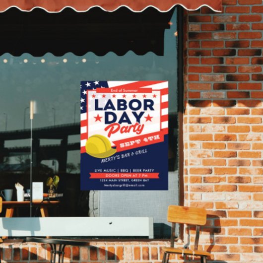 Labor Day USA Vlag Helm Feest Evenement Poster