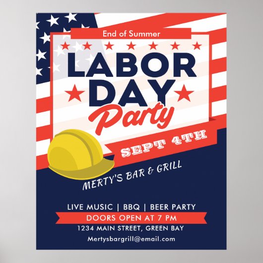 Labor Day USA Vlag Helm Feest Evenement Poster (Voorkant)