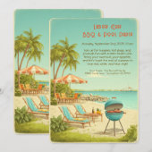 Labor Day Vintage BBQ & Zwembadfeest Uitnodiging (Voorkant / Achterkant)