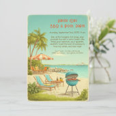 Labor Day Vintage BBQ & Zwembadfeest Uitnodiging (Staand voorkant)