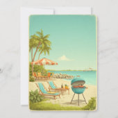 Labor Day Vintage BBQ & Zwembadfeest Uitnodiging (Achterkant)