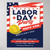 Labor Day VS Vlag Harde Hoed Feest Evenement Poster (Voorkant)