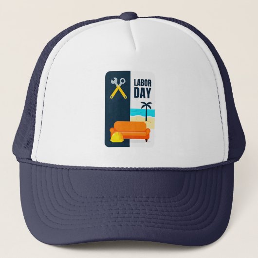 Labor Day Work and Relax Illustration Shirt Trucker Pet (Voorkant)