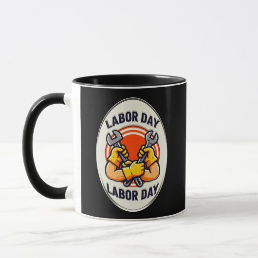 Labor Day Worker Badge Tools Design Mok (Links)