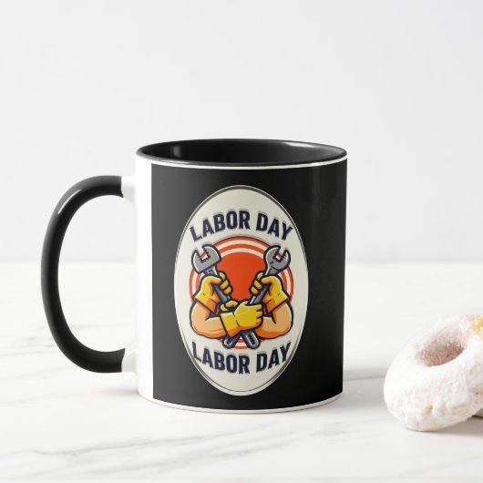 Labor Day Worker Badge Tools Design Mok (Met donut)