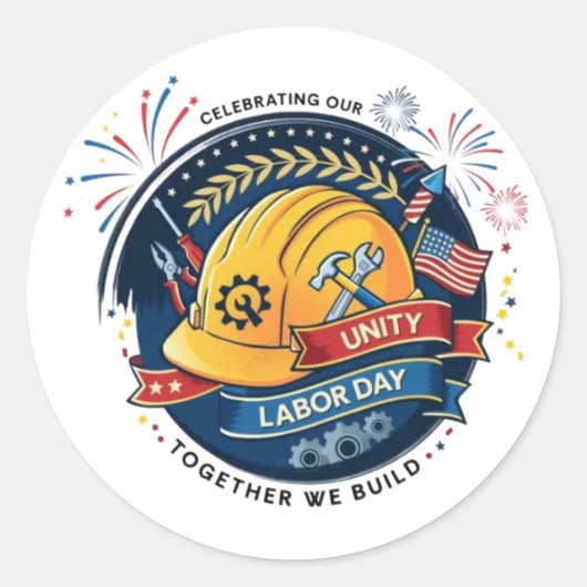 Labor Day Worker Helmet Sticker Construction Tools (Voorkant)