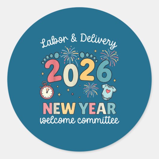 Labor Delivery 2026 New Year Welcome Committee L&a Ronde Sticker (Voorkant)