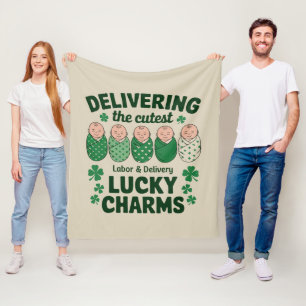 Labor & Delivery Lucky Charm-verpleegster Klaver  Fleece Deken