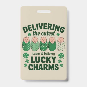 Labor & Delivery Lucky Charm-verpleegster Klaverbl Badge