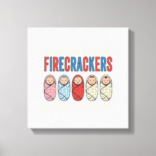 Labor & Delivery Vuurwerk Schattige Babyverpleegst Canvas Afdruk