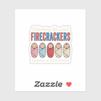Labor & Delivery Vuurwerk Schattige Babyverpleegst Sticker