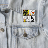 LABORATORIUM 4-SQUARE - KOPERS / MICROSCOPE VIERKANTE BUTTON 5,1 CM (In situ)