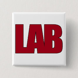 LABORATORIUM LABORATOORY LAB BIG RED LETTERS VIERKANTE BUTTON 5,1 CM