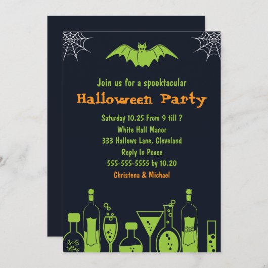 Laboratorium Spooktaculaire Halloween Uitnodiginge Kaart (Voorkant / Achterkant)