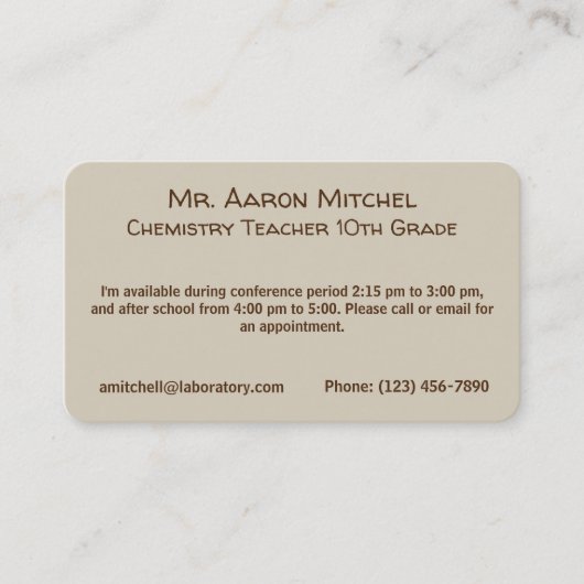  Laboratorium Wetenschapsleraar Visitekaartje (Voorkant)