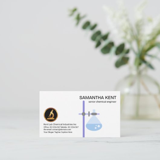 Laboratoriumapparatuur Baker Flask Border Chemist Visitekaartje (Staand voorkant)
