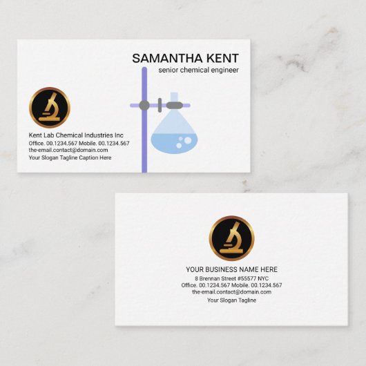 Laboratoriumapparatuur Baker Flask Border Chemist Visitekaartje (Voorkant / Achterkant)