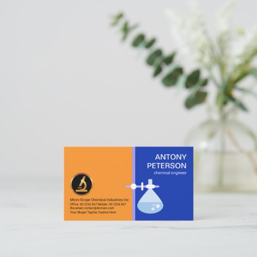 Laboratoriumberflessenstandaard Grenschemicus Visitekaartje (Staand voorkant)