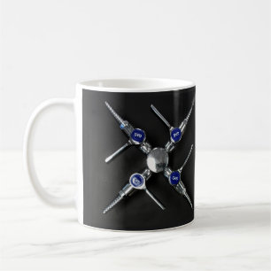 Laboratoriumgaskleppen op de laboratoriumbank koffiemok