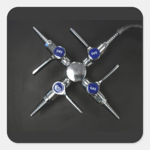 Laboratoriumgaskleppen op de Sticker op het gaster