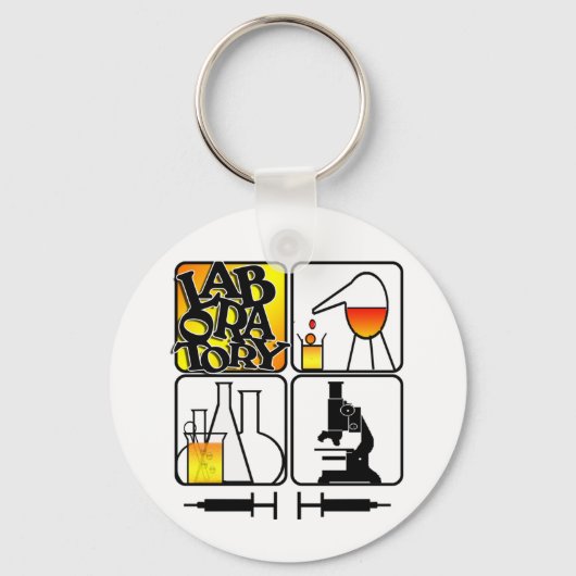 LABORATORIUMGEHEUGEN LOGO 4-SQUARE - LAB-ICONS SLEUTELHANGER (Voorkant)