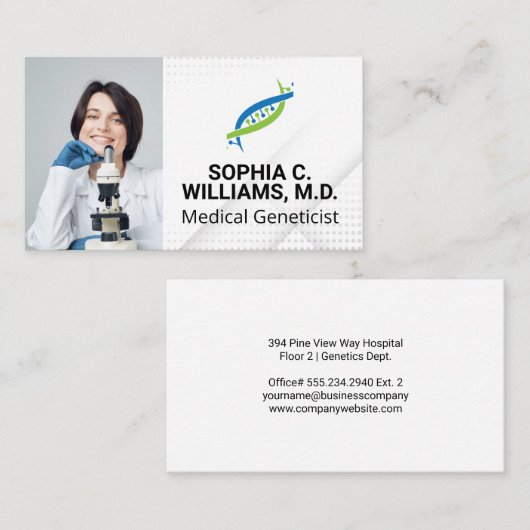 Laboratoriumonderzoeker | Microscoop | Genlogo Visitekaartje (Voorkant / Achterkant)