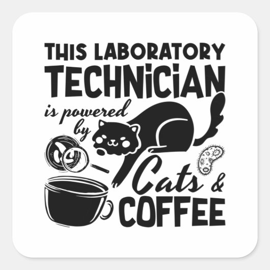 Laboratoriumtechnicus van Lab Cats Coffee Science Vierkante Sticker (Voorkant)