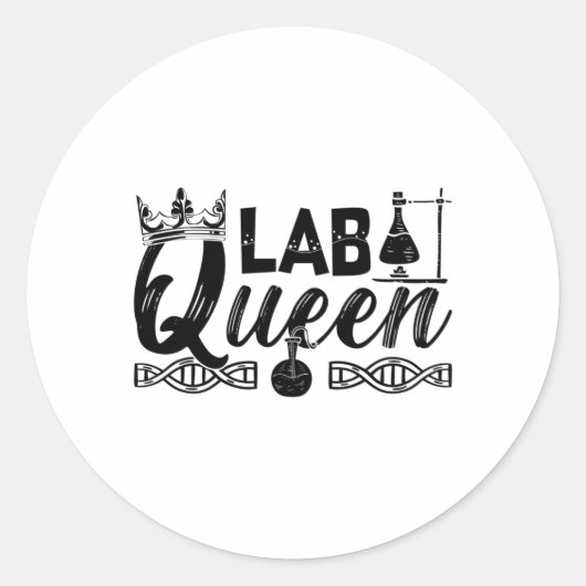 Laboratoriumtechnicus van Lab Queen Lab Ronde Sticker (Voorkant)