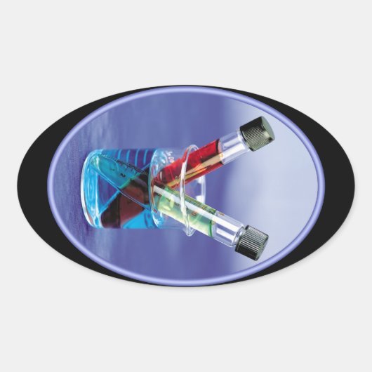 Laboratoriumtestbuizen en -bekerglas ovale sticker (Voorkant)