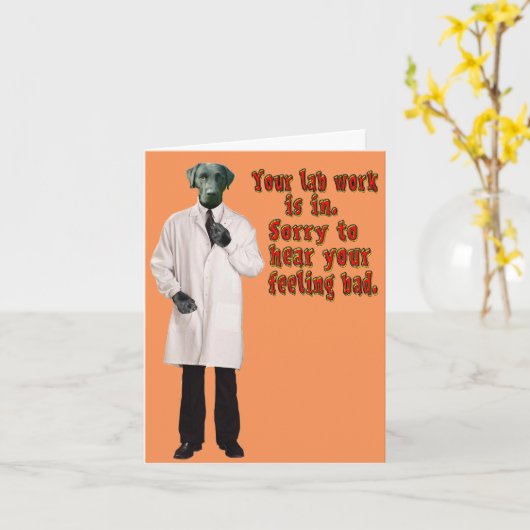 Laboratoriumwerk wordt snel goed Wenskaart. Kaart (Gele Bloem)