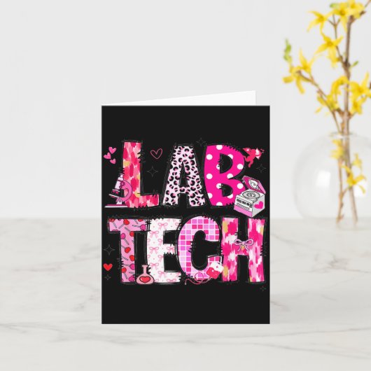 Laboratory Tech Valentines Day Medical Lab Tech La Kaart (Gele Bloem)