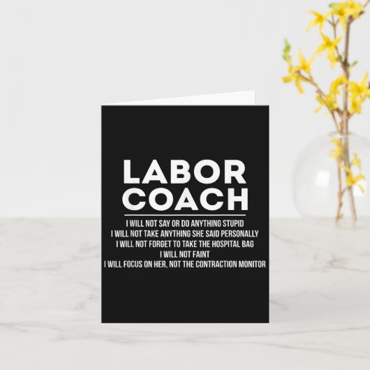 Labour Coach Funny Delivery Checklist voor nieuwe  Kaart (Gele Bloem)