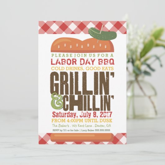 Labour Day BBQ, Backyard Barbecue, Holiday BBQ Kaart (Staand voorkant)