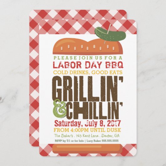 Labour Day BBQ, Backyard Barbecue, Holiday BBQ Kaart (Voorkant / Achterkant)