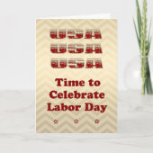 Labour Day-Kaart die glitters in Gold, Red en Silv Kaart (Voorkant)