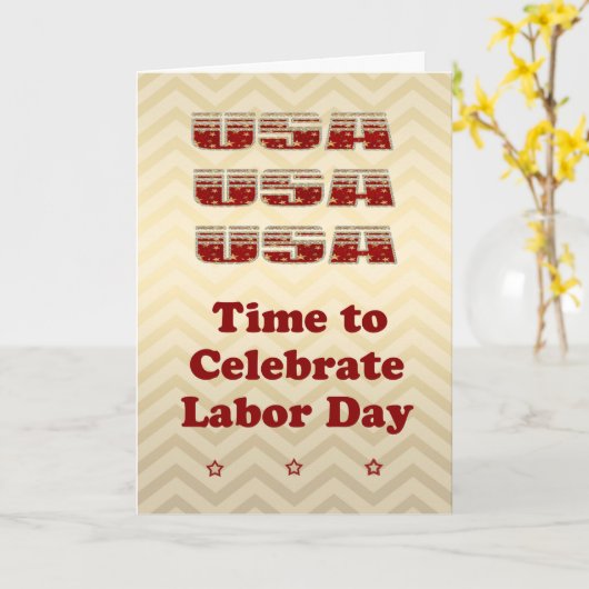 Labour Day-Kaart die glitters in Gold, Red en Silv Kaart (Gele Bloem)