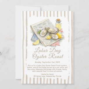 Labour Day Oyster Roast Invitation Patriotic Coast Kaart