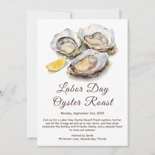 Labour Day Oyster Roast Invitation Patriotic Coast Kaart (Voorkant)