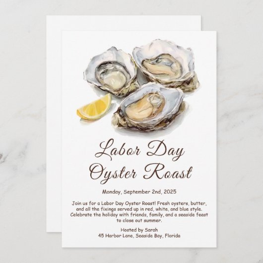 Labour Day Oyster Roast Invitation Patriotic Coast Kaart (Voorkant / Achterkant)