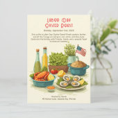 Labour Day Oyster Roast Invitation Patriotic Coast Kaart (Staand voorkant)