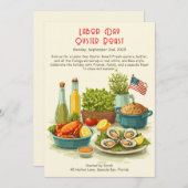 Labour Day Oyster Roast Invitation Patriotic Coast Kaart (Voorkant / Achterkant)