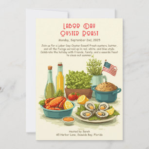 Labour Day Oyster Roast Invitation Patriotic Coast Kaart