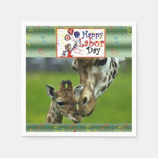 Labour Day Paper Napkins Giraffe Servet (Voorkant)